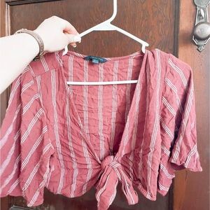 Red American Eagle Tie Crop Top